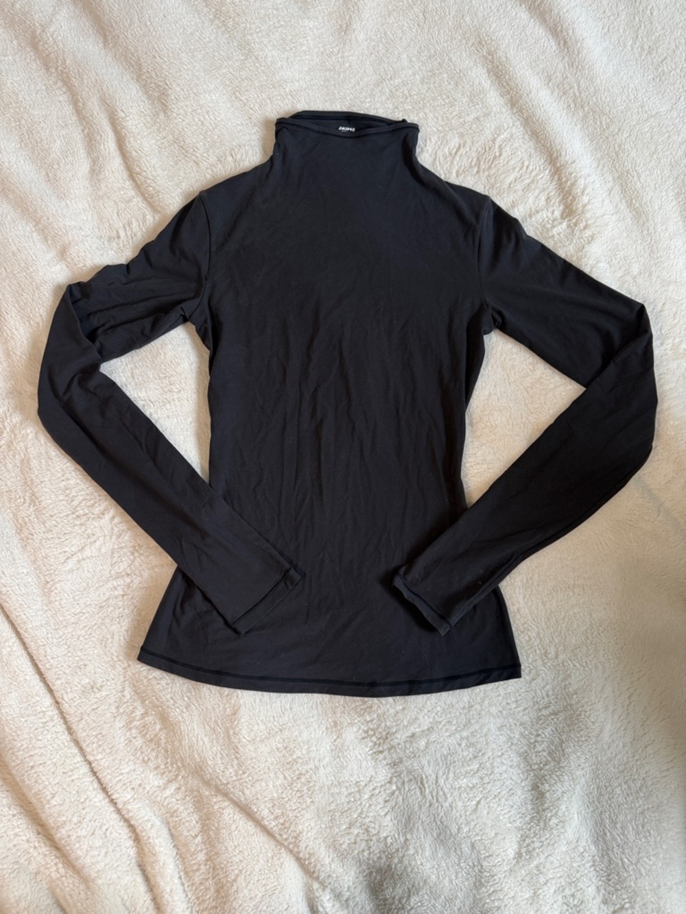 SKIMS Black Long-Sleeve Mock Neck Top